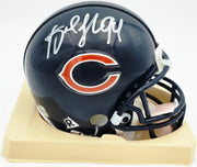 Brian Urlacher & Dan Hampton Autographed Chicago Bears Blue Mini Helmet Beckett BAS Witness Stock #261930