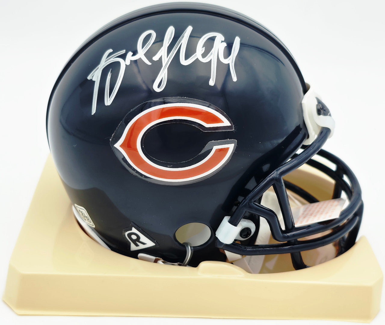 Brian Urlacher & Dan Hampton Autographed Chicago Bears Blue Mini Helmet Beckett BAS Witness Stock #261930