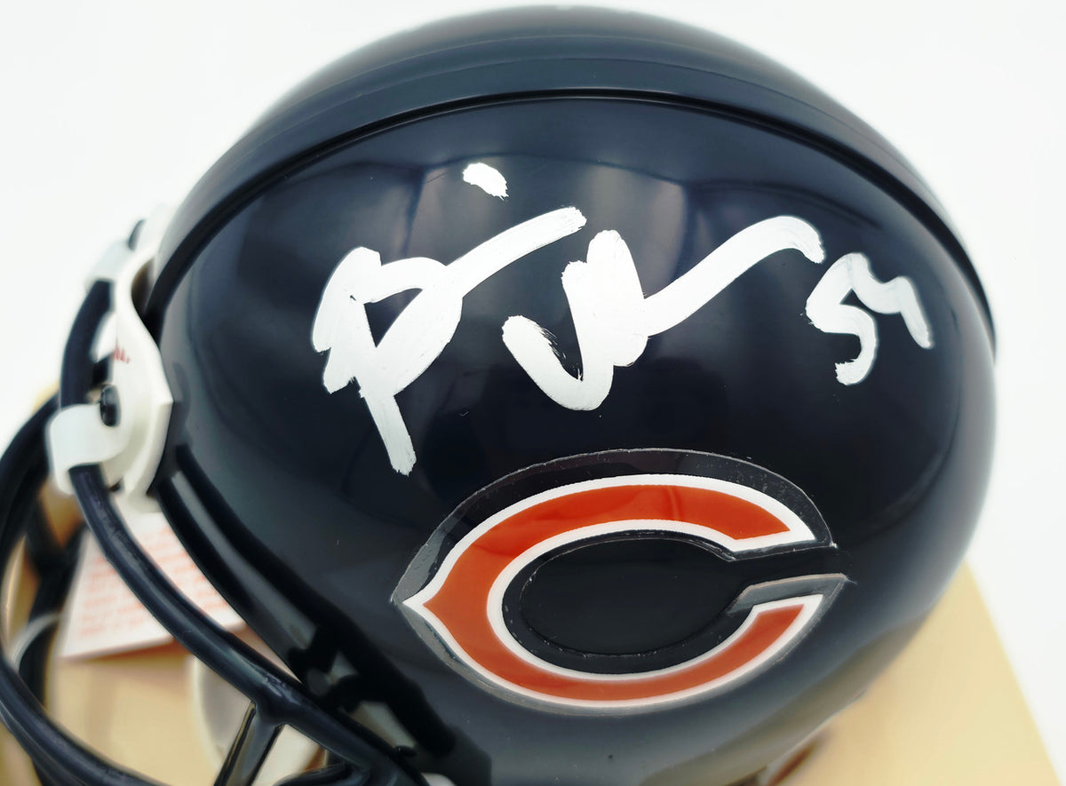 Brian Urlacher & Dan Hampton Autographed Chicago Bears Blue Mini Helmet Beckett BAS Witness Stock #261930