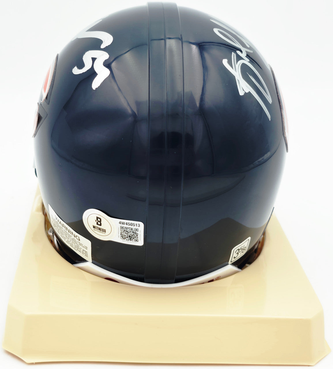 Brian Urlacher & Dan Hampton Autographed Chicago Bears Blue Mini Helmet Beckett BAS Witness Stock #261930