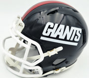 Lawrence Taylor Autographed New York Giants Blue 1980-99 Throwback Speed Mini Helmet Beckett BAS Witness Stock #261941