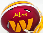 Mike Sainristil Autographed Washington Commanders Maroon 2025 Alternate Speed Mini Helmet Beckett BAS Witness Stock #261955