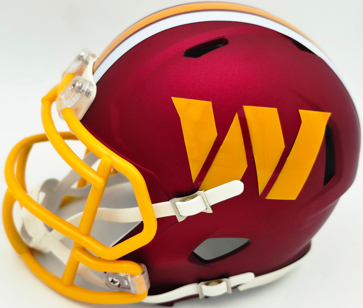 Mike Sainristil Autographed Washington Commanders Maroon 2025 Alternate Speed Mini Helmet Beckett BAS Witness Stock #261955