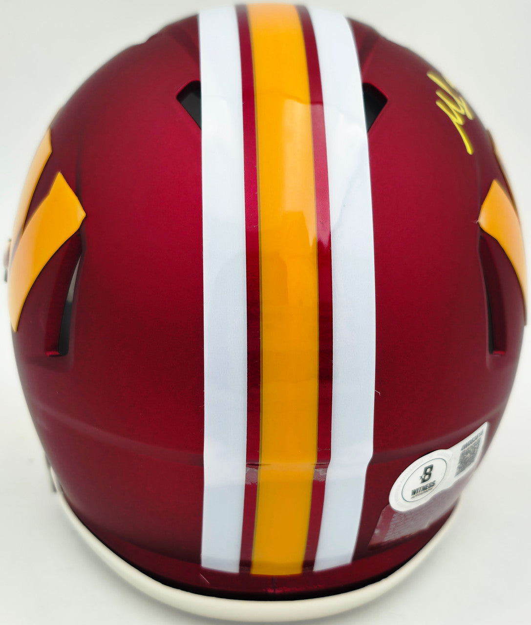 Mike Sainristil Autographed Washington Commanders Maroon 2025 Alternate Speed Mini Helmet Beckett BAS Witness Stock #261955
