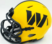 Mike Sainristil Autographed Washington Commanders Rave Yellow Speed Mini Helmet Beckett BAS Witness Stock #261956