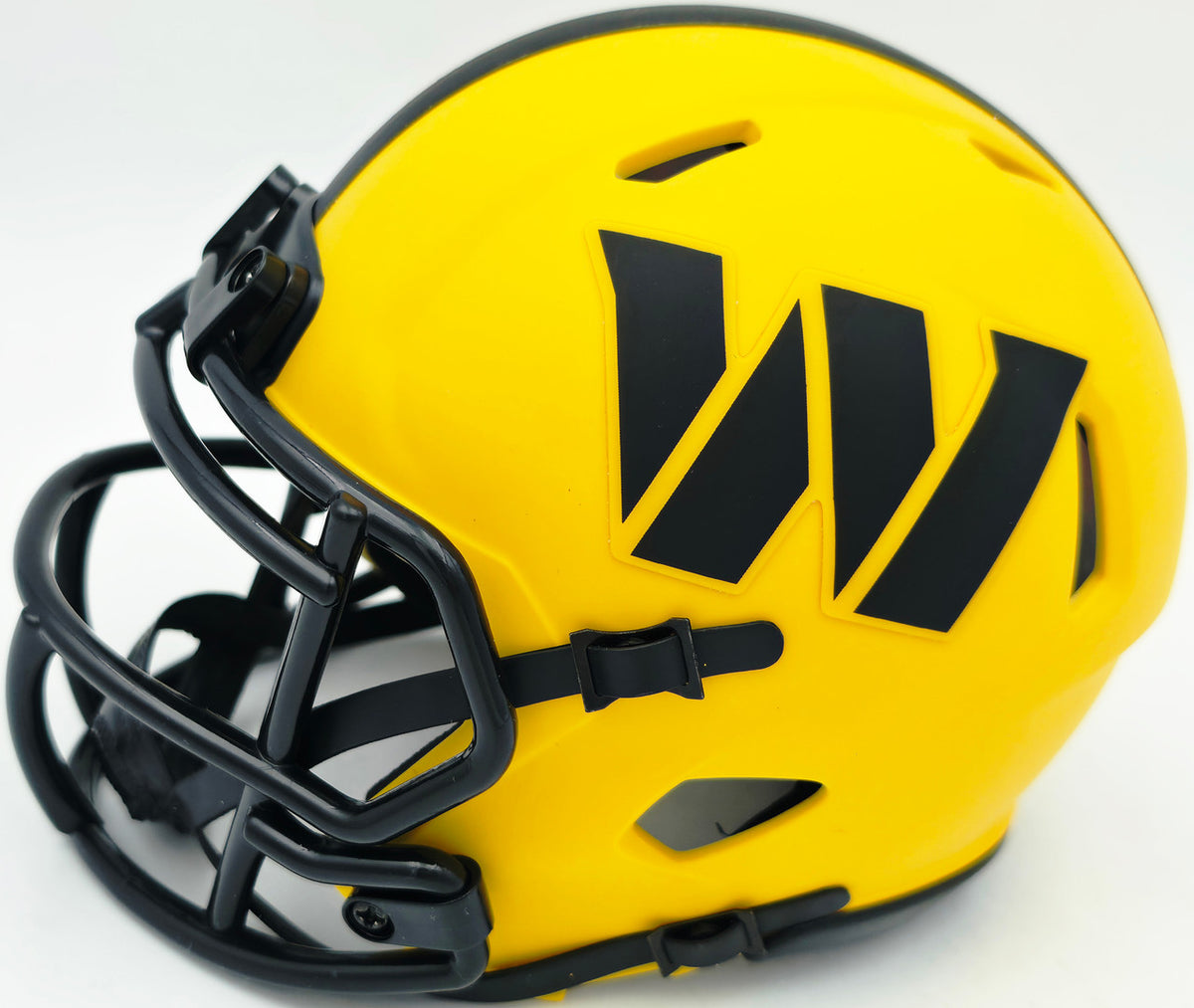 Mike Sainristil Autographed Washington Commanders Rave Yellow Speed Mini Helmet Beckett BAS Witness Stock #261956