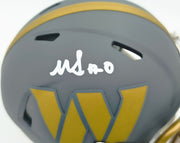 Mike Sainristil Autographed Washington Commanders Slate Silver Speed Mini Helmet Beckett BAS Witness Stock #261957