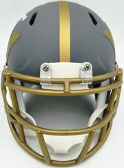 Mike Sainristil Autographed Washington Commanders Slate Silver Speed Mini Helmet Beckett BAS Witness Stock #261957