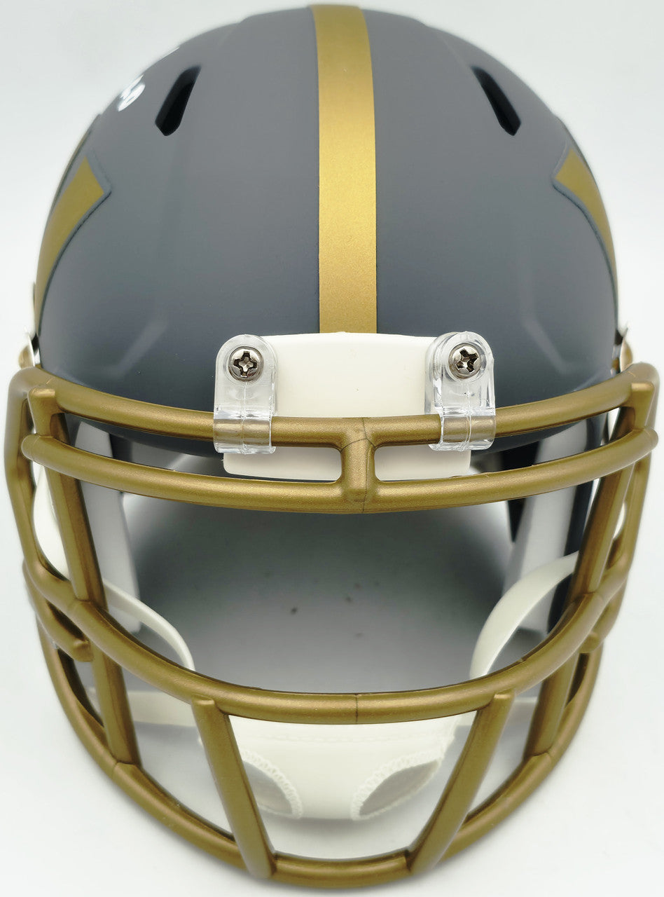 Mike Sainristil Autographed Washington Commanders Slate Silver Speed Mini Helmet Beckett BAS Witness Stock #261957
