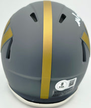 Mike Sainristil Autographed Washington Commanders Slate Silver Speed Mini Helmet Beckett BAS Witness Stock #261957