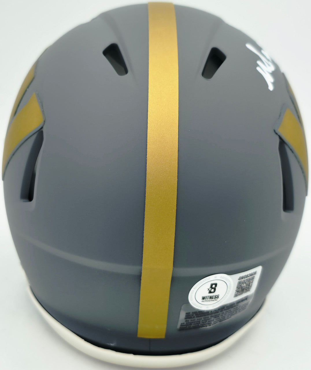 Mike Sainristil Autographed Washington Commanders Slate Silver Speed Mini Helmet Beckett BAS Witness Stock #261957