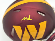 Mike Sainristil Autographed Washington Commanders Maroon Speed Mini Helmet Beckett BAS Witness Stock #261958