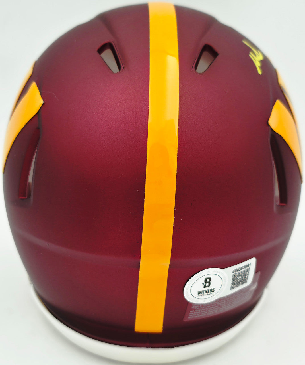 Mike Sainristil Autographed Washington Commanders Maroon Speed Mini Helmet Beckett BAS Witness Stock #261958