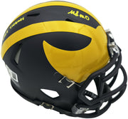 Mike Sainristil Autographed Michigan Wolverines Blue Speed Mini Helmet "23 Natl Champs" Beckett BAS Witness Stock #261959