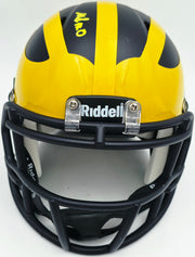Mike Sainristil Autographed Michigan Wolverines Blue Speed Mini Helmet "23 Natl Champs" Beckett BAS Witness Stock #261959