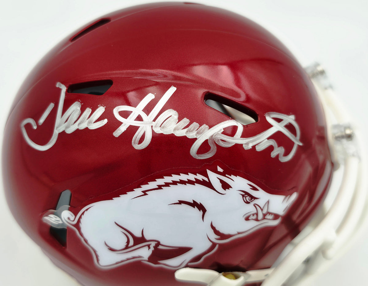 Dan Hampton Autographed Arkansas Razorbacks Red Speed Mini Helmet Beckett BAS Witness Stock #261960