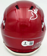 Dan Hampton Autographed Arkansas Razorbacks Red Speed Mini Helmet Beckett BAS Witness Stock #261960