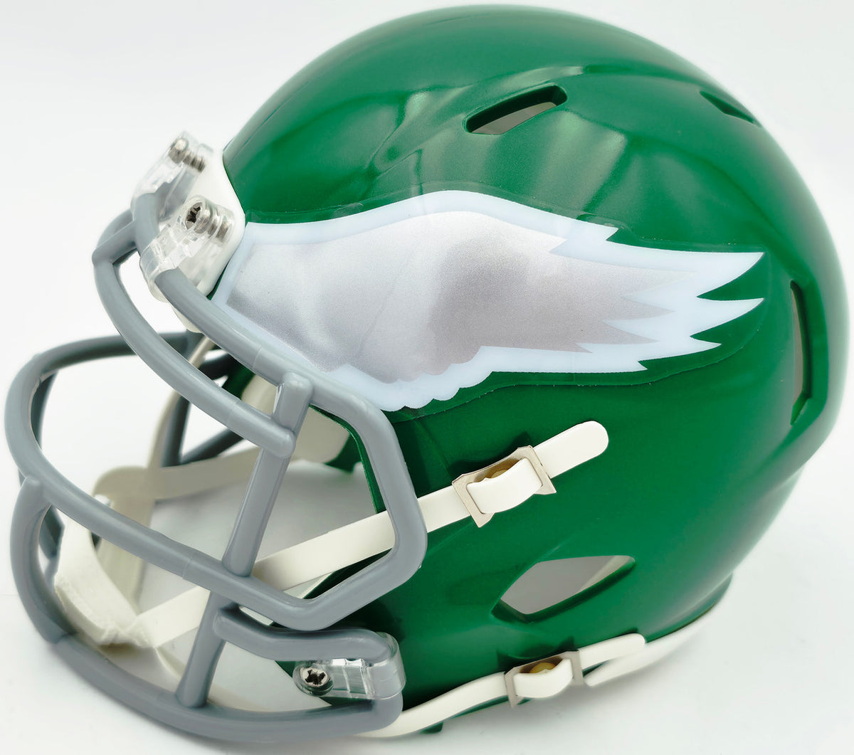 LeSean McCoy Autographed Philadelphia Eagles Green 2023 Alternate Speed Mini Helmet (In Silver) Beckett BAS Witness Stock #261963