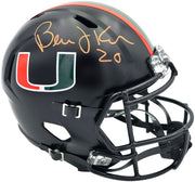 Bernie Kosar Autographed Miami Hurricanes Black Nights Alternate Full Size Speed Replica Helmet JSA Witness Stock #261870