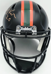 Bernie Kosar Autographed Miami Hurricanes Black Nights Alternate Full Size Speed Replica Helmet JSA Witness Stock #261870