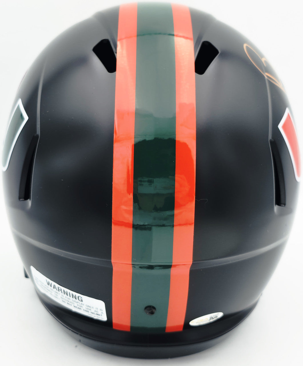 Bernie Kosar Autographed Miami Hurricanes Black Nights Alternate Full Size Speed Replica Helmet JSA Witness Stock #261870
