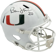 Bernie Kosar Autographed Miami Hurricanes White Traditional Full Size Speed Replica Helmet JSA Witness Stock #261871