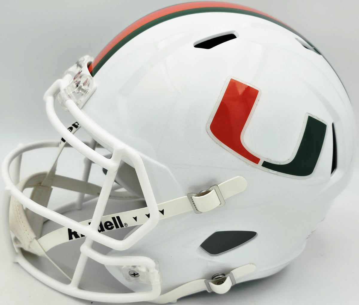 Bernie Kosar Autographed Miami Hurricanes White Traditional Full Size Speed Replica Helmet JSA Witness Stock #261871