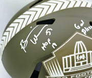 Brian Urlacher Autographed Chicago Bears Army Green Salute To Service Full Size Speed Authentic Helmet Chicago Bears "HOF 18 & God Bless Our Troops" Beckett BAS Witness Stock #261931