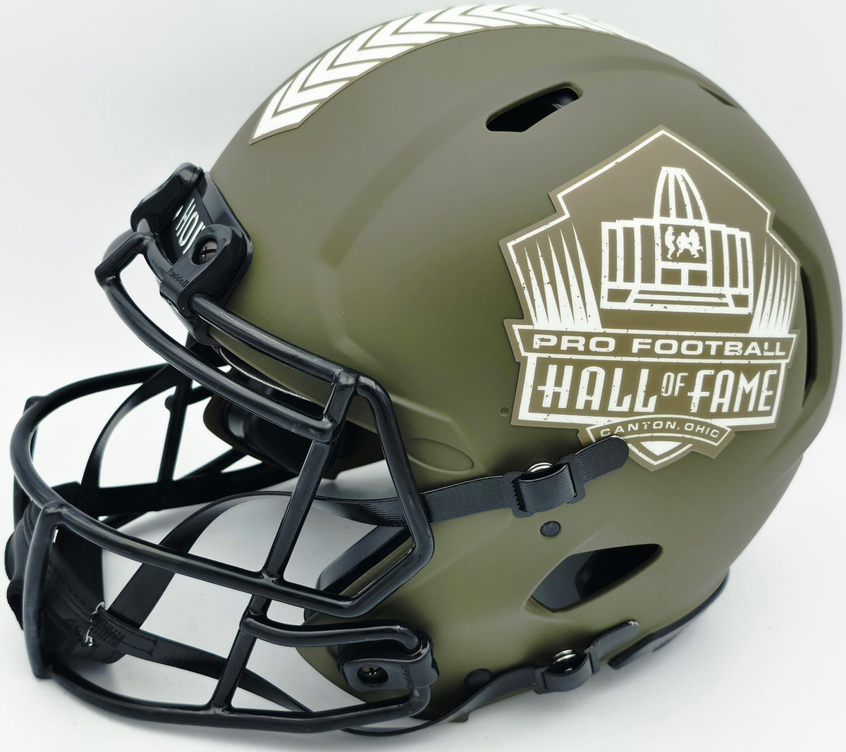 Brian Urlacher Autographed Chicago Bears Army Green Salute To Service Full Size Speed Authentic Helmet Chicago Bears "HOF 18 & God Bless Our Troops" Beckett BAS Witness Stock #261931
