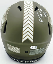 Brian Urlacher Autographed Chicago Bears Army Green Salute To Service Full Size Speed Authentic Helmet Chicago Bears "HOF 18 & God Bless Our Troops" Beckett BAS Witness Stock #261931
