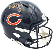 Brian Urlacher Autographed Chicago Bears Blue Full Size Speed Replica Helmet (In Orange) "HOF 18" Beckett BAS Witness Stock #261932