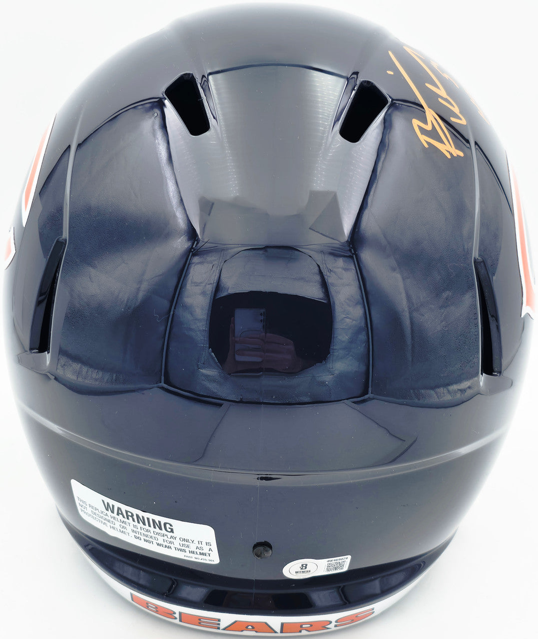 Brian Urlacher Autographed Chicago Bears Blue Full Size Speed Replica Helmet (In Orange) "HOF 18" Beckett BAS Witness Stock #261932