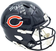 Brian Urlacher Autographed Chicago Bears Blue Full Size Speed Replica Helmet (In White) "HOF 18" Beckett BAS Witness Stock #261933
