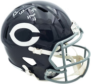 Brian Urlacher Autographed Chicago Bears Blue Full Size Throwback Speed Replica Helmet (In White) "HOF 18" Beckett BAS Witness Stock #261935