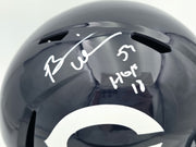 Brian Urlacher Autographed Chicago Bears Blue Full Size Throwback Speed Replica Helmet (In White) "HOF 18" Beckett BAS Witness Stock #261935