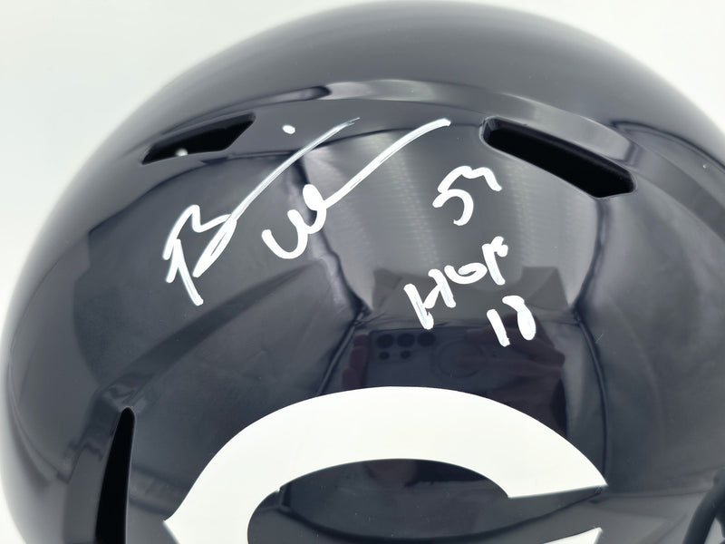 Brian Urlacher Autographed Chicago Bears Blue Full Size Throwback Speed Replica Helmet (In White) "HOF 18" Beckett BAS Witness Stock #261935