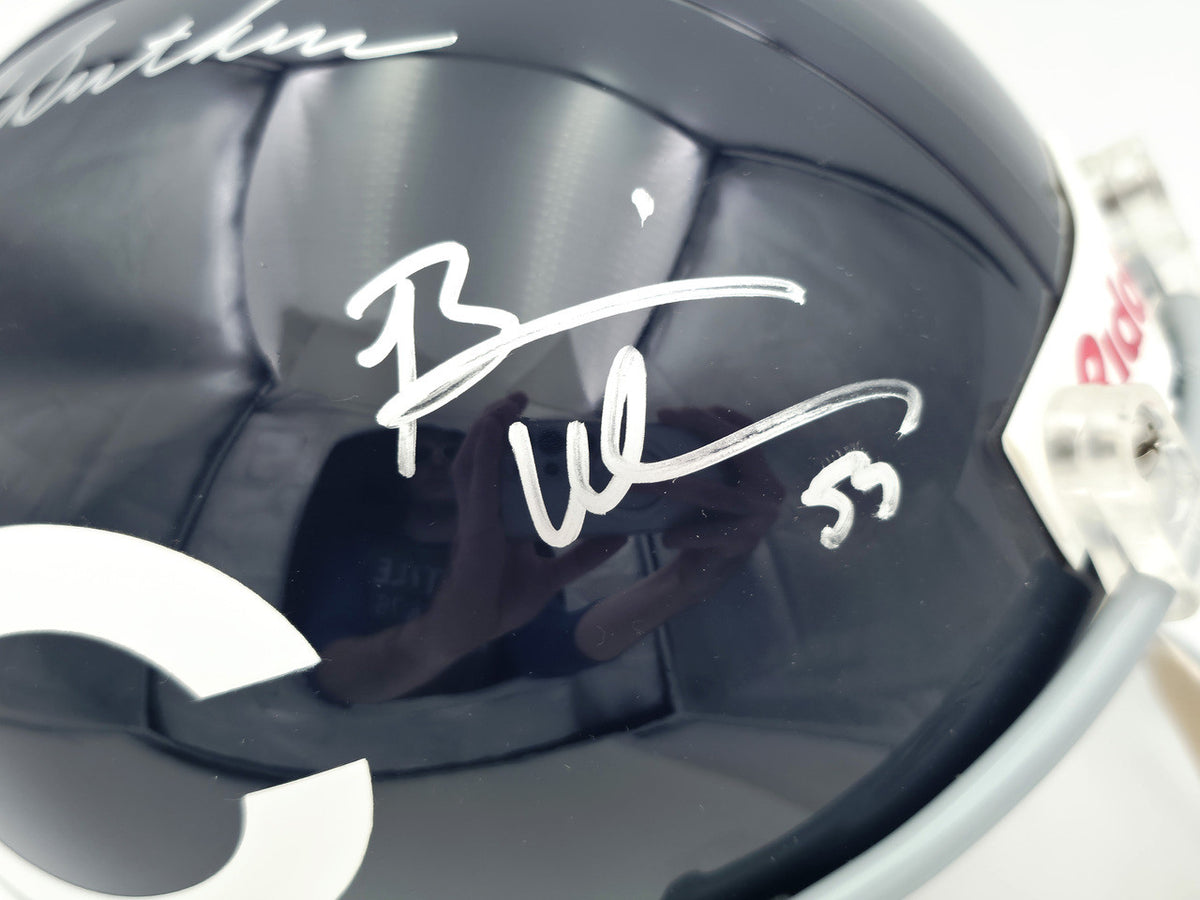 Dick Butkus, Mike Singletary and Brian Urlacher Autographed Chicago Bears Blue Full Size Speed Replica Helmet Beckett BAS Stock #261937