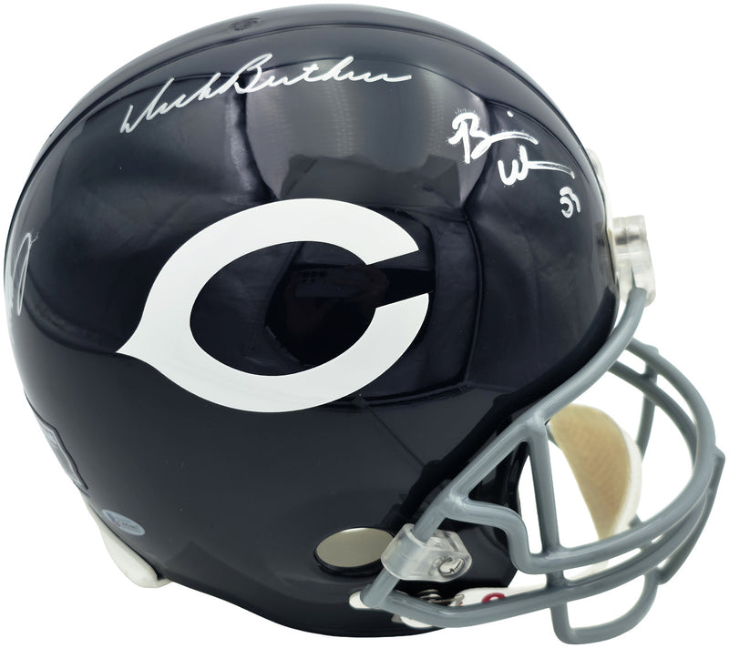Dick Butkus, Mike Singletary and Brian Urlacher Autographed Chicago Bears Blue Full Size Speed Replica Helmet Beckett BAS Stock #261938