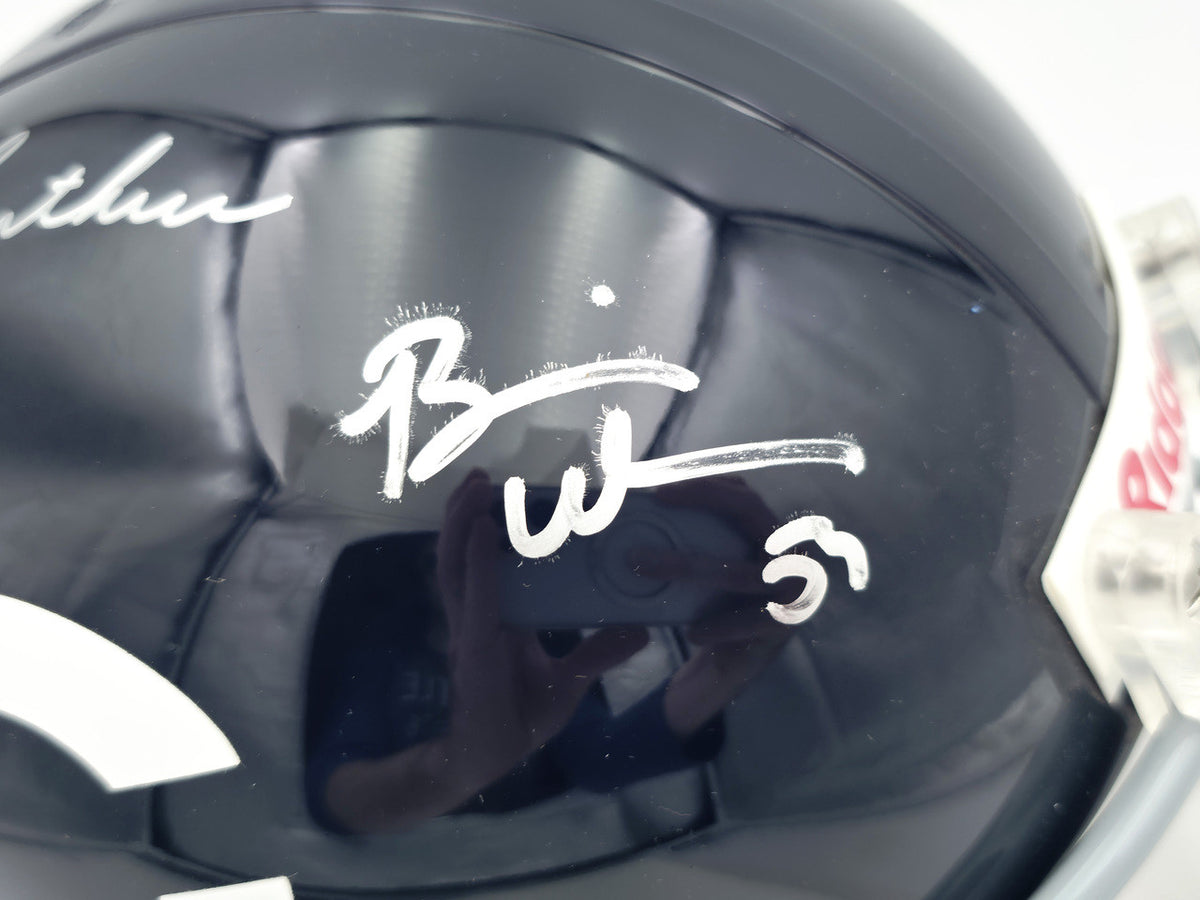 Dick Butkus, Mike Singletary and Brian Urlacher Autographed Chicago Bears Blue Full Size Speed Replica Helmet Beckett BAS Stock #261938