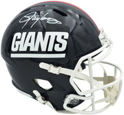 Lawrence Taylor Autographed New York Giants Blue 1980-99 Throwback Full Size Speed Replica Helmet Beckett BAS Witness Stock #261939
