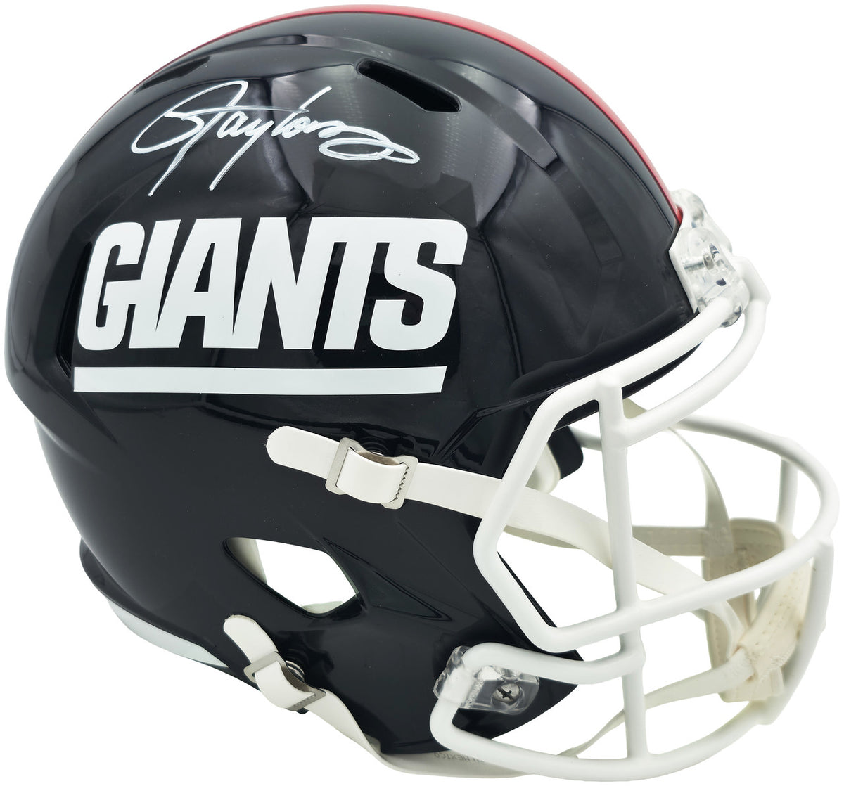 Lawrence Taylor Autographed New York Giants Blue 1980-99 Throwback Full Size Speed Replica Helmet Beckett BAS Witness Stock #261939
