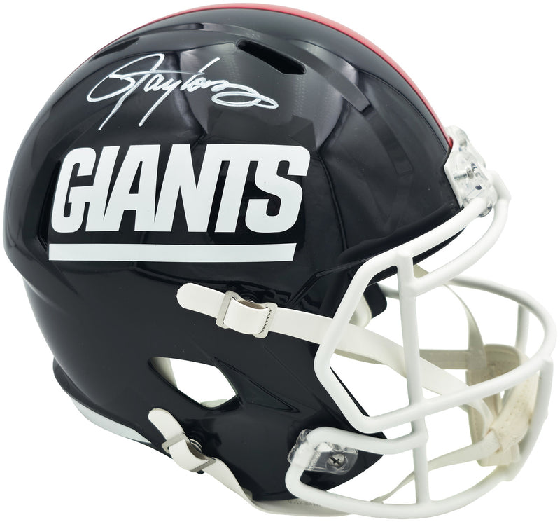 Lawrence Taylor Autographed New York Giants Blue 1980-99 Throwback Full Size Speed Replica Helmet Beckett BAS Witness Stock #261939