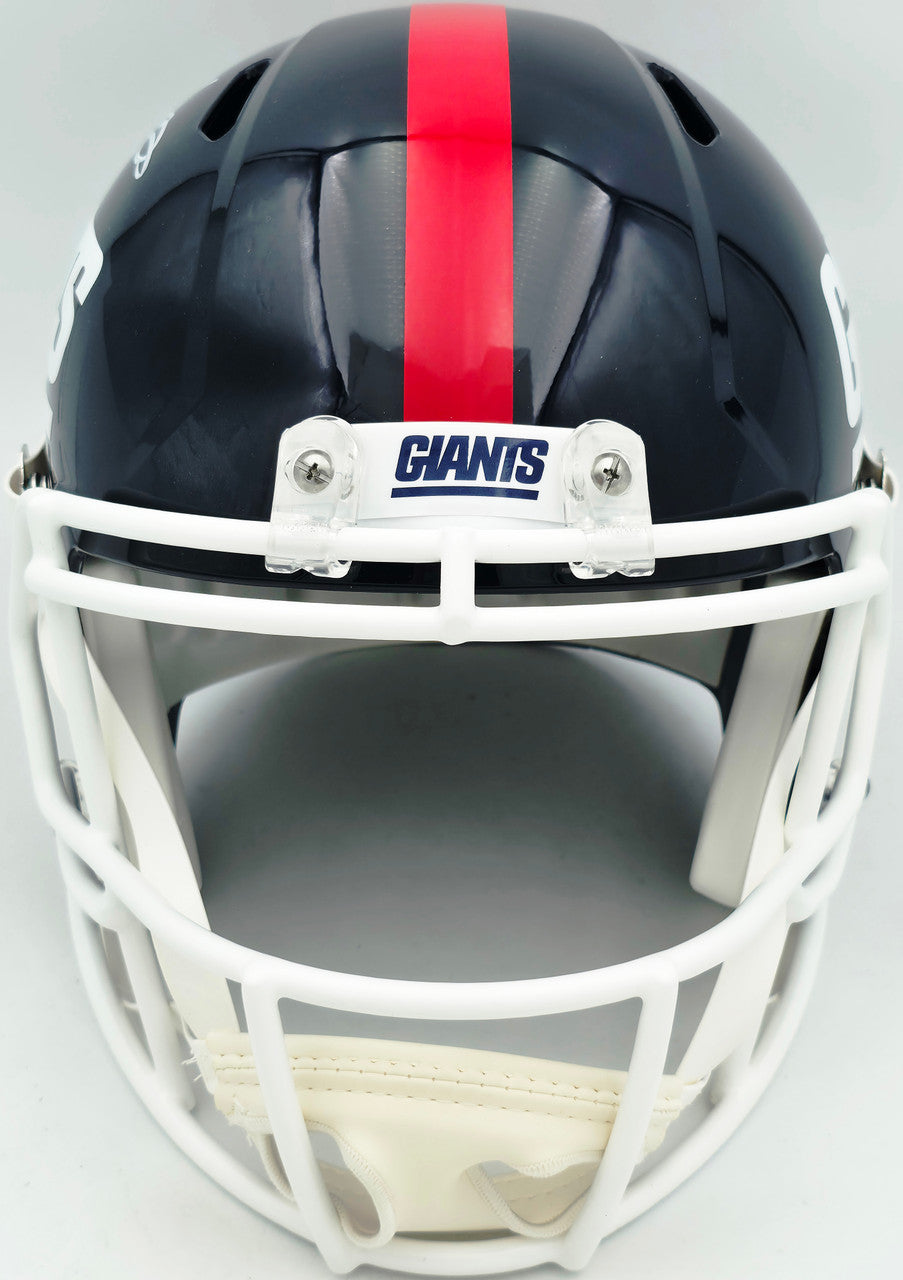 Lawrence Taylor Autographed New York Giants Blue 1980-99 Throwback Full Size Speed Replica Helmet Beckett BAS Witness Stock #261939