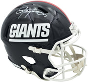 Lawrence Taylor Autographed New York Giants Blue 1981-99 Throwback Full Size Speed Replica Helmet Beckett BAS Witness Stock #261940