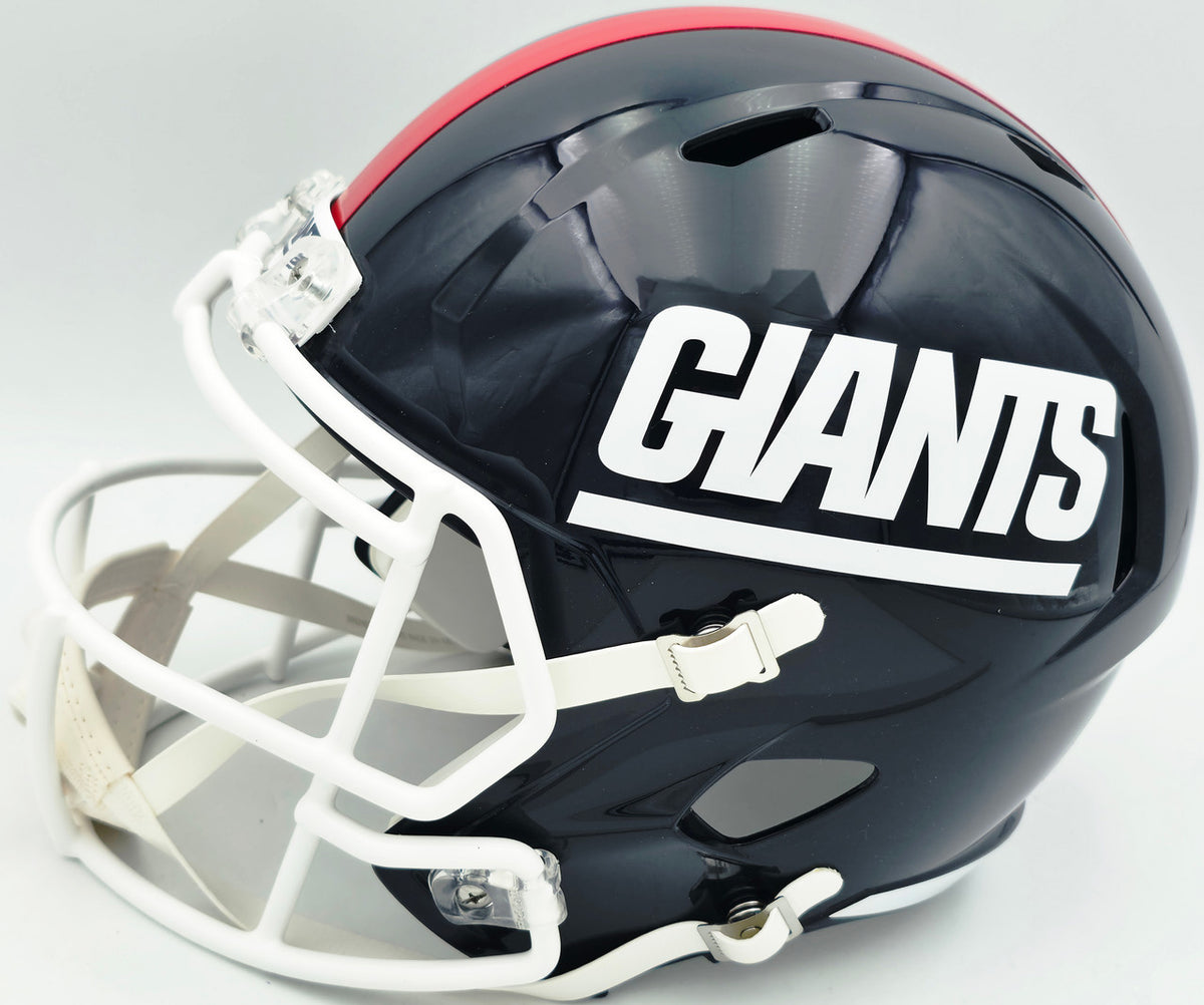 Lawrence Taylor Autographed New York Giants Blue 1981-99 Throwback Full Size Speed Replica Helmet Beckett BAS Witness Stock #261940