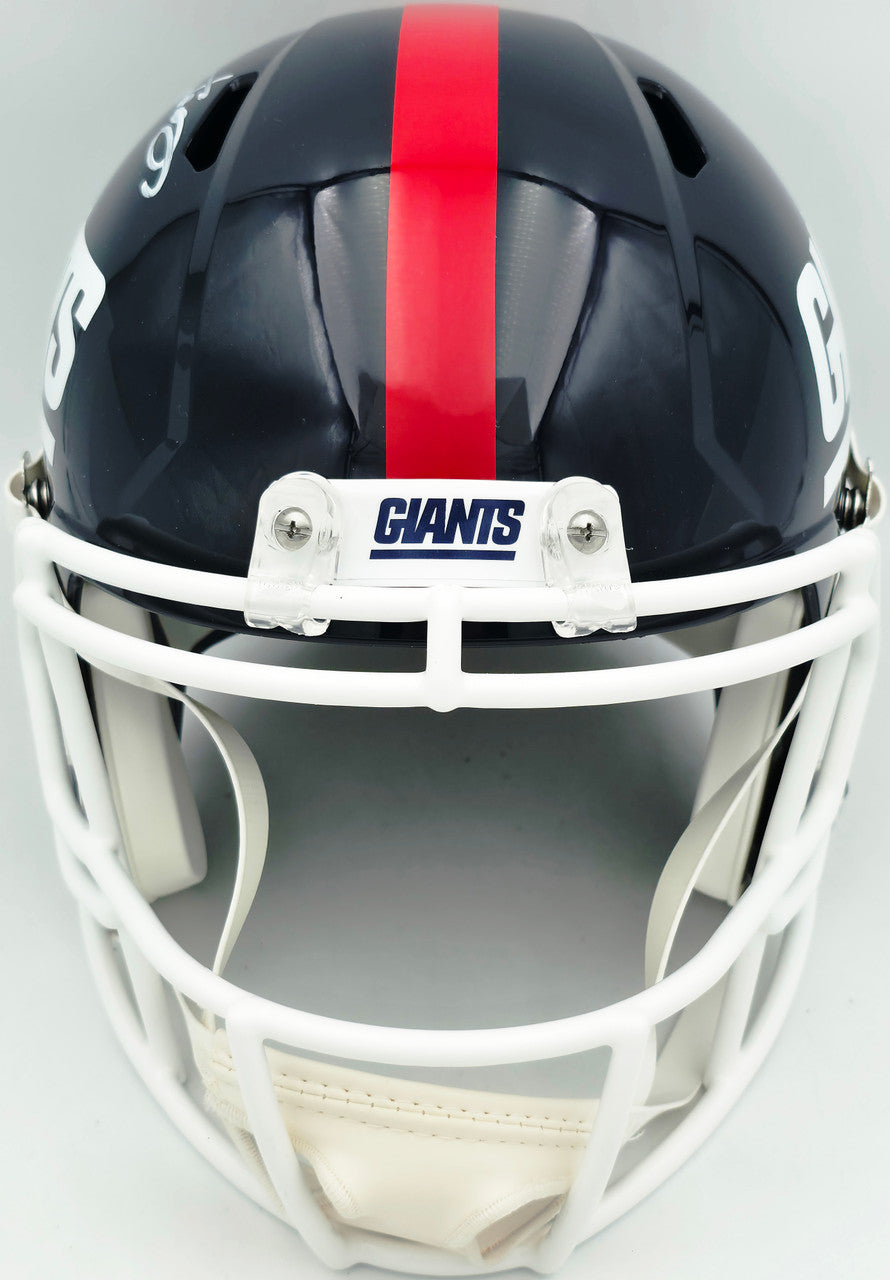 Lawrence Taylor Autographed New York Giants Blue 1981-99 Throwback Full Size Speed Replica Helmet Beckett BAS Witness Stock #261940
