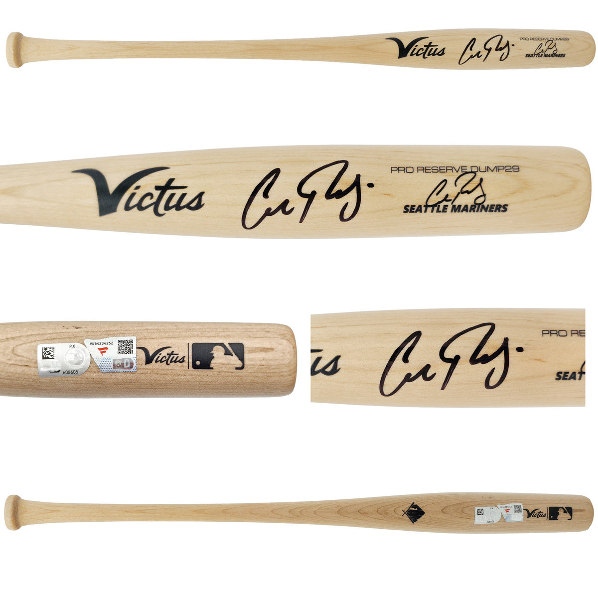 Cal Raleigh Autographed Blonde Victus Player Model Torpedo 18" Mini Baseball Bat Seattle Mariners Fanatics & MLB Holo Stock #261874