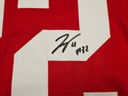 Ohio State Buckeyes TreVeyon Henderson Autographed Red Jersey Beckett BAS Witness Stock #261836