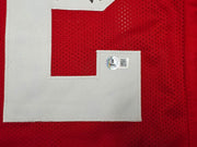 Ohio State Buckeyes TreVeyon Henderson Autographed Red Jersey Beckett BAS Witness Stock #261836