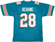 Miami Dolphins De'Von Achane Autographed Teal Jersey Beckett BAS Witness Stock #261450